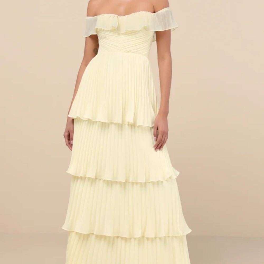 Lulus Pale Yellow Maxi Dress